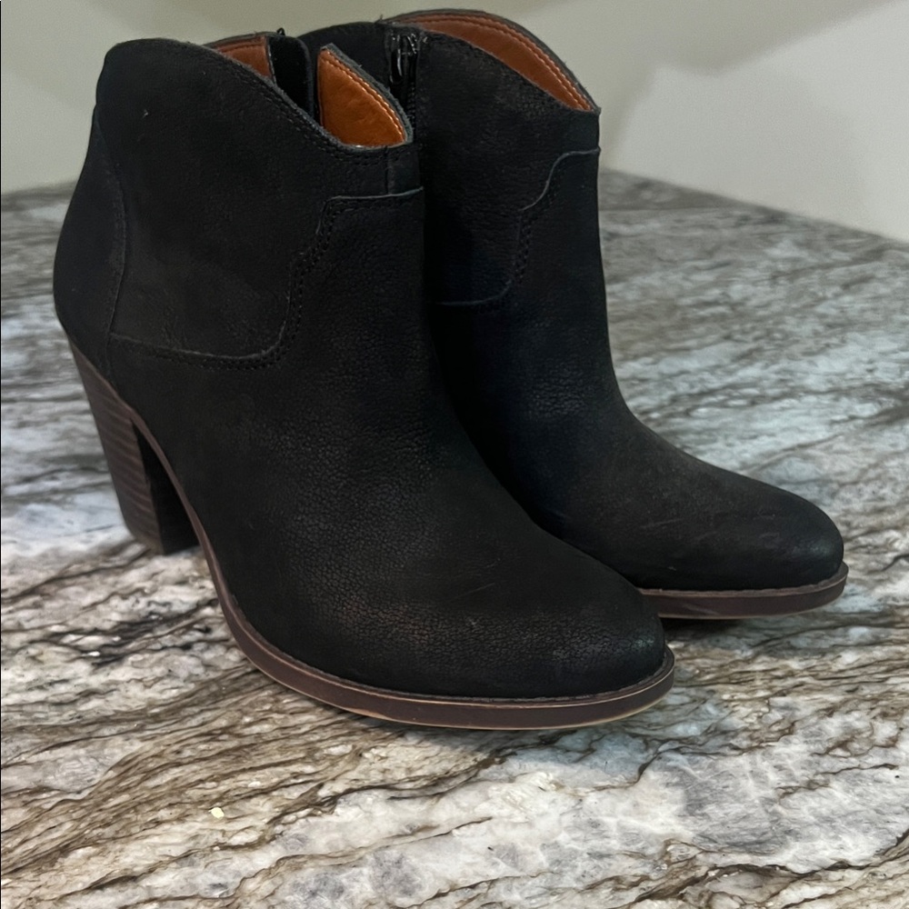 Lucky Brand Black Soft Leather Ankle Booties